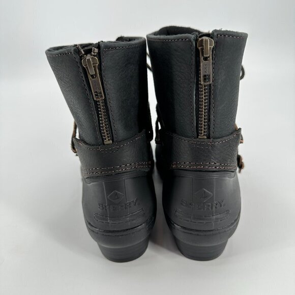 Sperry Top Sider Womens Saltwater Wedge Black Mono Tide Quarter 11 Rain Boots - Picture 4 of 8